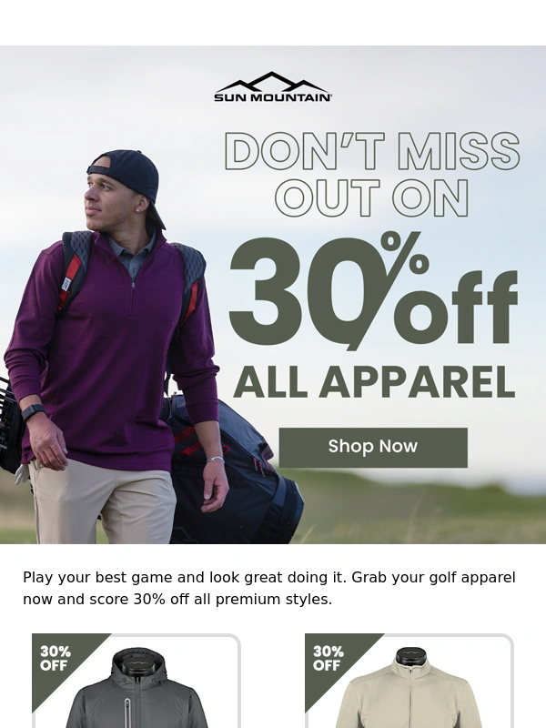 Sun Mountain - Don't Miss Out: 30% Off Premium Golf Apparel