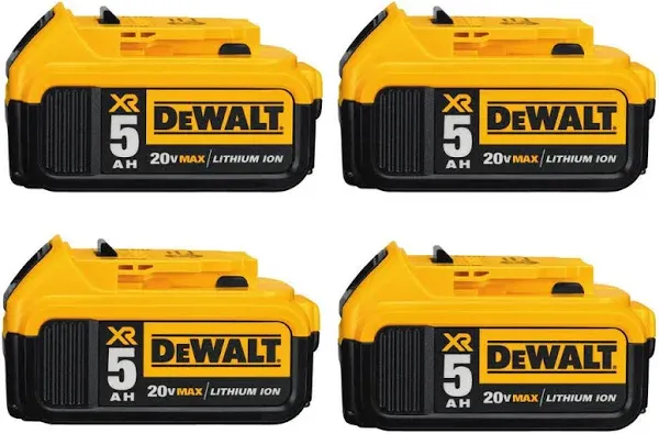 DeWalt 20V MAX XR Premium Lithium-Ion 5.0Ah Battery (4-Pack)