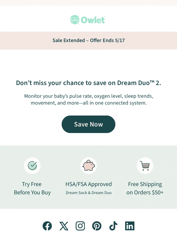 Owlet - Extra time to save? Yes,please! ?