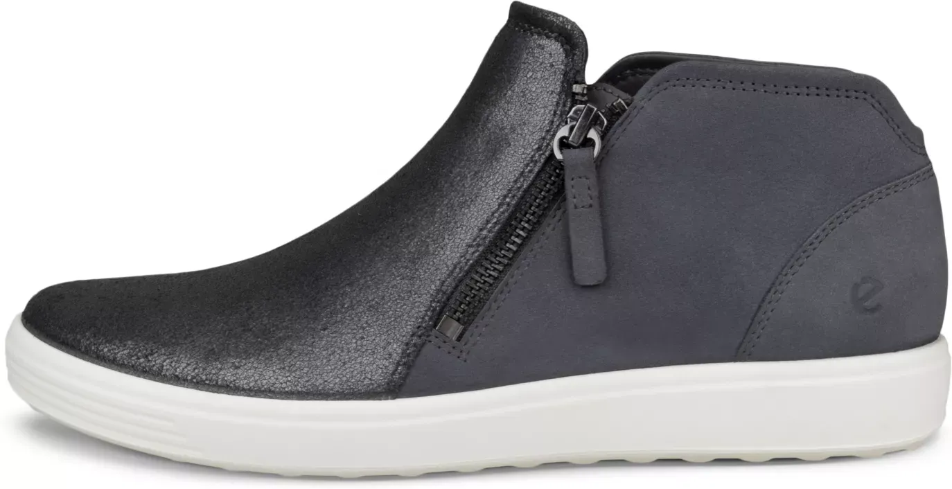 ECCO Soft 7 - Women's Nubuck Zip Bootie - Grey