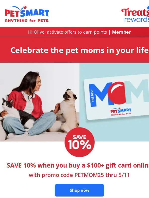 PetSmart - Gift a pet mom,save 10% ?