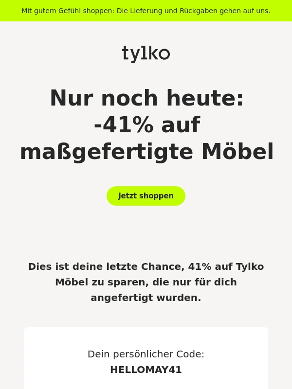 Tylko - Letzte Chance: -41% enden heute