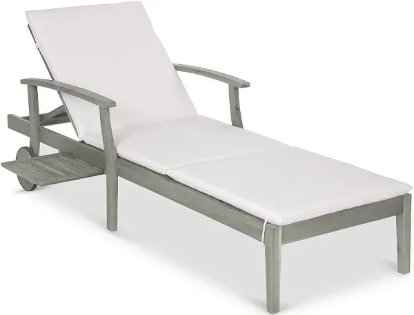 Best Choice Products 79x26in Acacia Wood Outdoor Chaise Lounge Chair