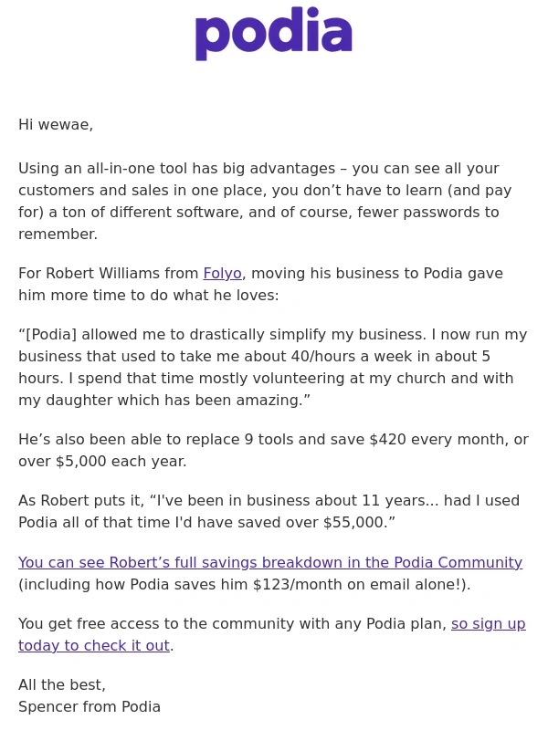 Podia - What would you do with an extra $5040 per year?