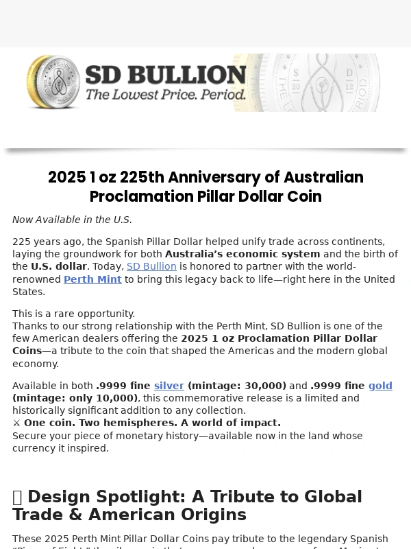 SD Bullion - ? Perth Mint's Pillar Dollar Coins – Limited Mintage: 10k Gold,30k Silver