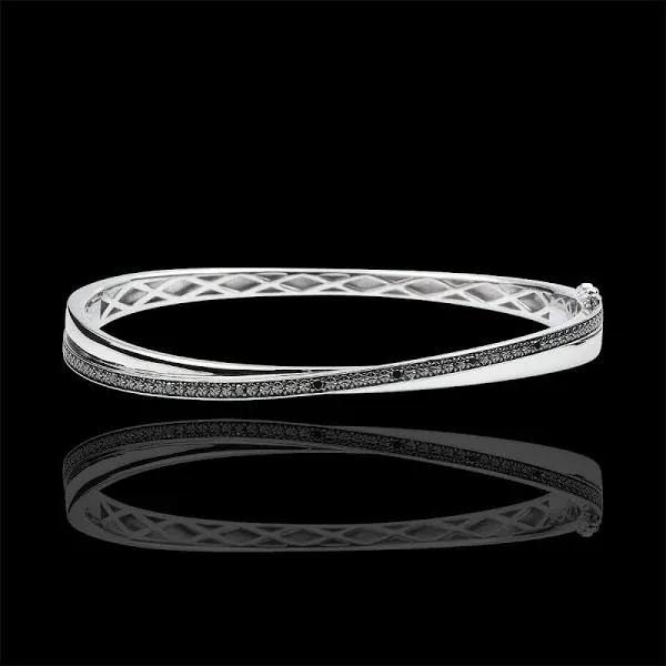 Bangel Bracelet Saturn Duo White Gold with Black Diamonds
