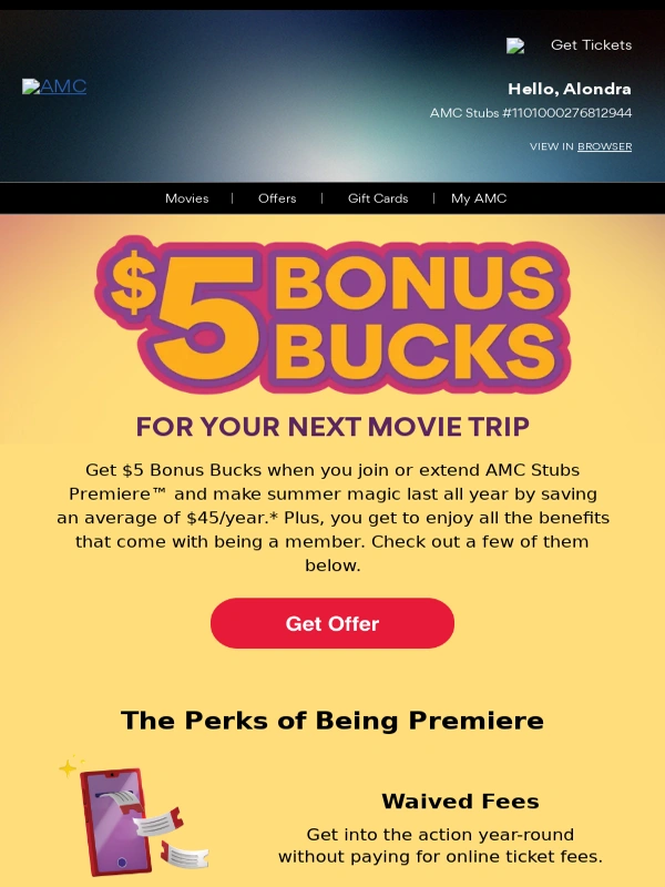 AMC Theatres - Summer Never Ends for Premiere Members