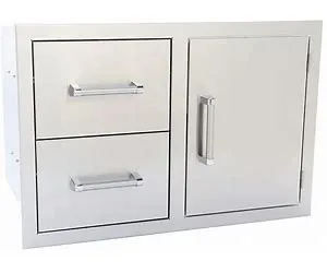 Kokomo Grills Built-In Stainless Steel Two Drawer/One Door Combo With Dual Walls
