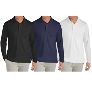 3-Pack Men's Long Sleeve Pique Polo Shirt