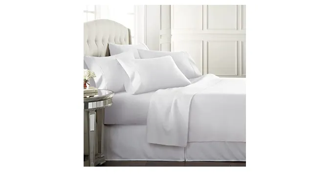 Danjor Linens King Sheet Set 6 Piece Hotel Quality Bed Sheet w/ 4 Pillowcases – Microfiber Sheet Sets with Deep Pockets, Breathable Cooling Wrinkle Free, Machine Washable for King Size Bed, White