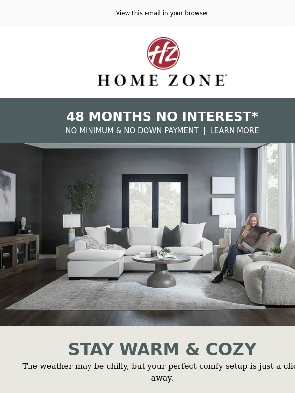 Home Zone Furniture - Let It Snow,Shop From Home! ❄️