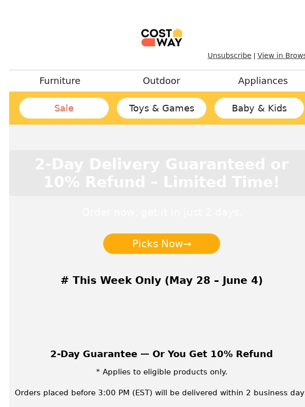 Costway - ?Get It in 2 Days—Or Get 10% Back!