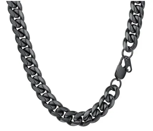 PROSTEEL Men's 10mm Stainless Steel Black 18" Chain Necklace