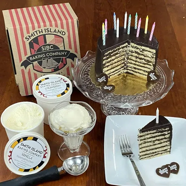 Smith Island Baking Company - Large Smith Island Cake + Ice Cream Birthday Gift Set