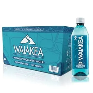 Waiākea - Hawaiian Volcanic Water - Naturally Alkaline Water - pH Range 7.6 to 8.2 - All Natural Minerals & Electrolytes - 100% Recycled Water Bottles - Bottled Water 24 Pack - 16.9 Fl Oz, 500 mL