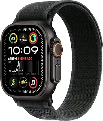 Apple Watch Ultra 2 [GPS + Cellular 49mm] Smartwatch, Sport Watch with Black Titanium Case with Black Trail Loop - M/L. Fitness Tracker, Precision GPS, Action Button, Carbon Neutral