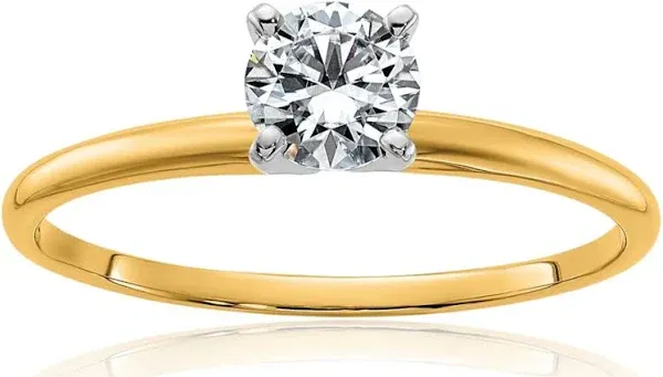 14K Solid Yellow Gold Round Moissanite Solitaire Engagement Ring carat tw