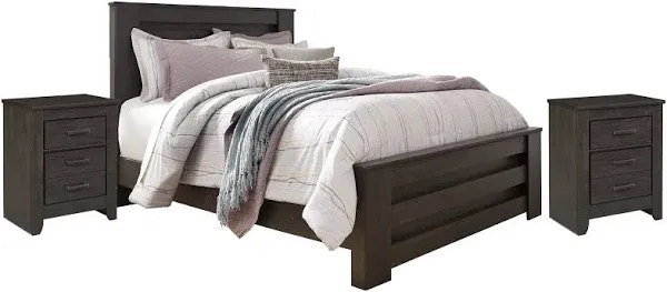Ashley Brinxton Queen Panel Bed with 2 Nightstands