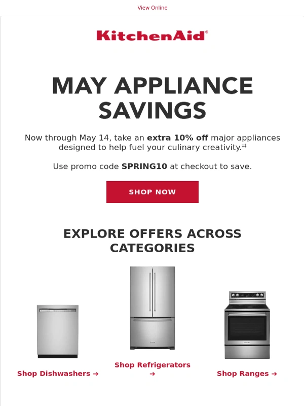 KitchenAid - Upgrade your appliances with an extra 10% off!