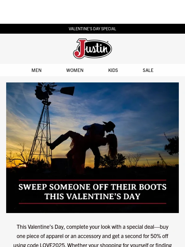 Justin Boots - Buy One,Get One 50% Off All Apparel and Accessories