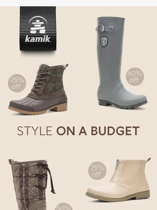Kamik - Spring Savings ? Up to 75% Off Your Favourite Styles