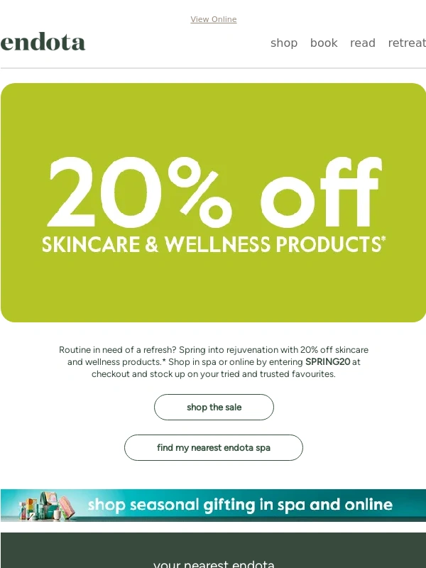 endota spa - Shop 20% off best-selling skin and wellness essentials ?