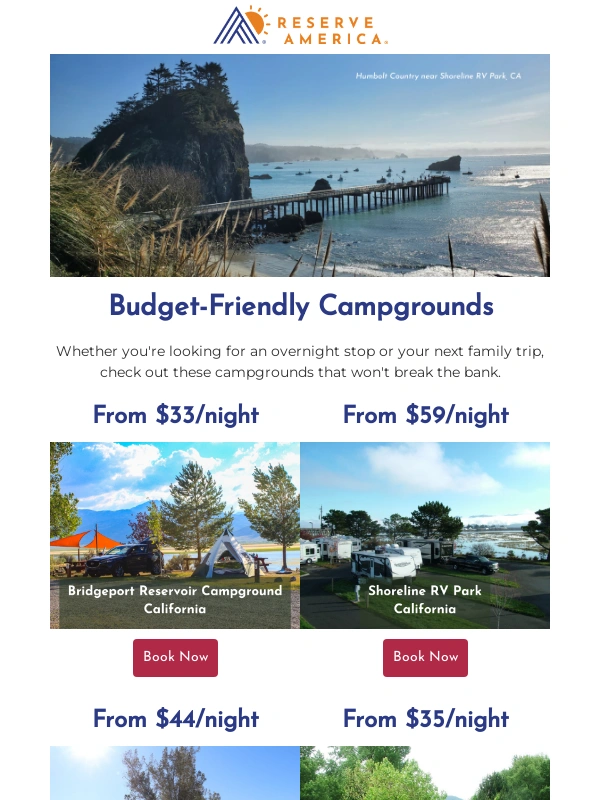 Reserve america - Campgrounds from $33/night