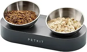Petkit CYBERTAIL Elevated Dog Cat Bowls with 2 Stainless Steel Bowls, 15° Tilted Raised Cat Food and Water Bowls, Stress Free Food Grade Material, Nonslip No Spill Pet Feeding Bowls