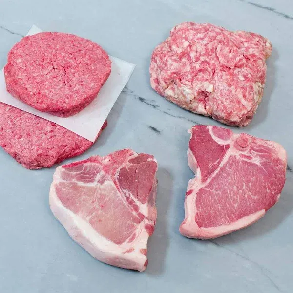Heritage Foods Pork Chops with Ground Pork and Burger Patties