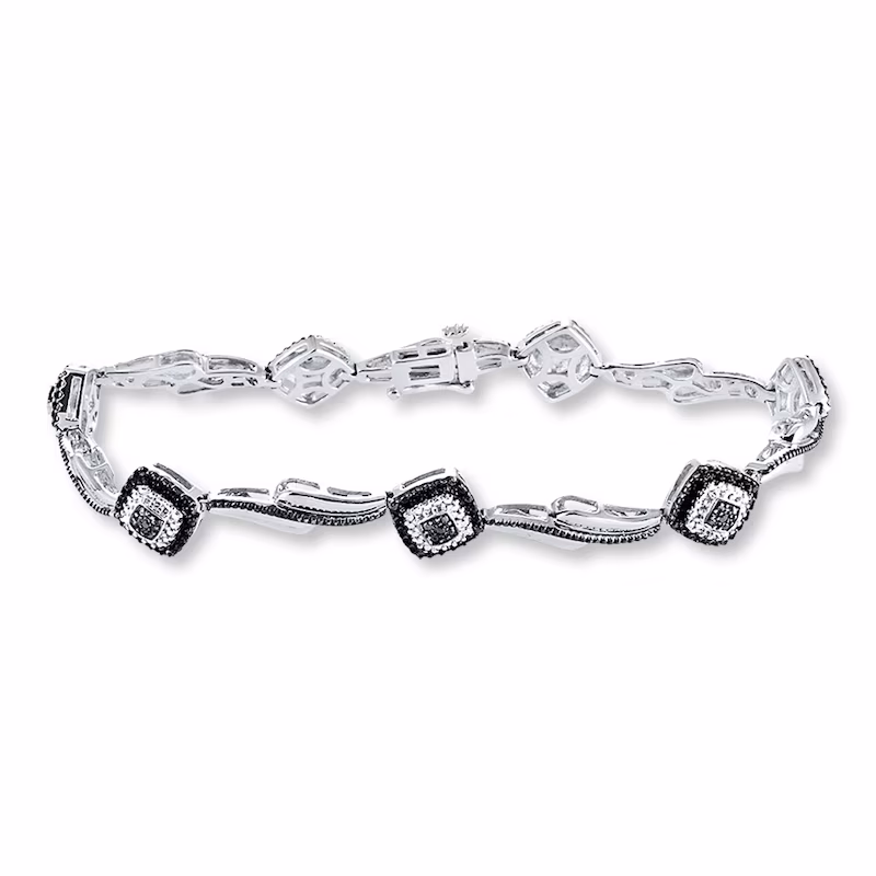 Black Diamond Bracelet Sterling Silver