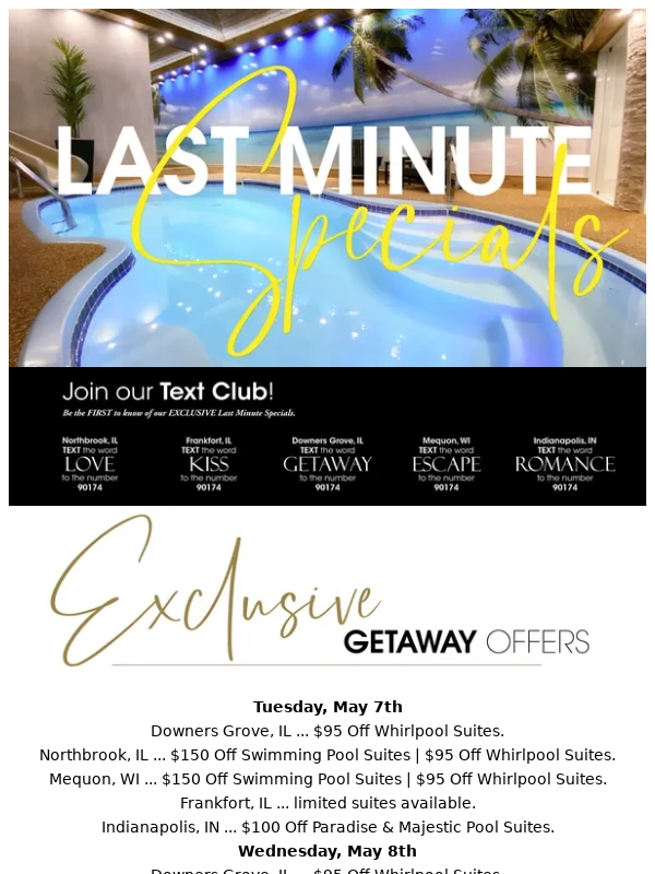 Sybaris - Take a moment to ESCAPE - Last Minute Specials (Overnight as low as $95)