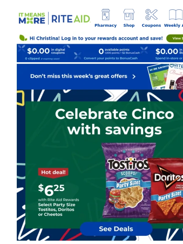 Rite Aid - Save on Cinco celebrations