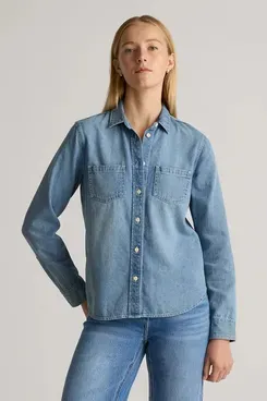 Quince Distressed Denim Shirt