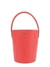 Épure Logo Embossed Small Bucket Bag In Red