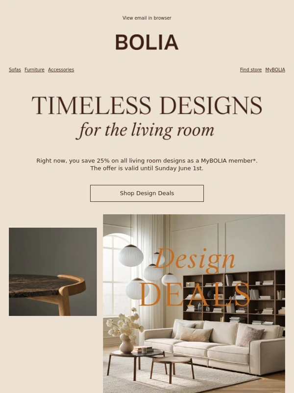 Bolia - 25% off sofas,armchairs and cushions