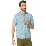 L.L.Bean Signature Woven Cotton Short Sleeve Shirt Regular Men's Clothing Baltic Blue Animals : MD