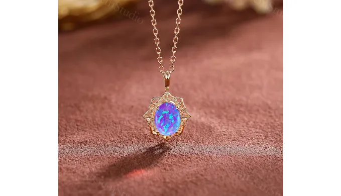 Lavender Purple Opal Pendant Necklace