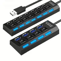 Haitao High-Speed 4-Port/7-Port Switch Universal USB Hub (Black)