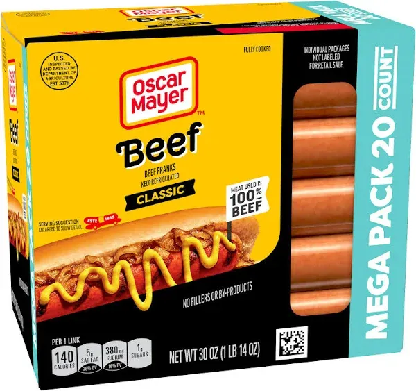 Oscar Mayer Classic Beef Franks Hot Dogs Mega Pack