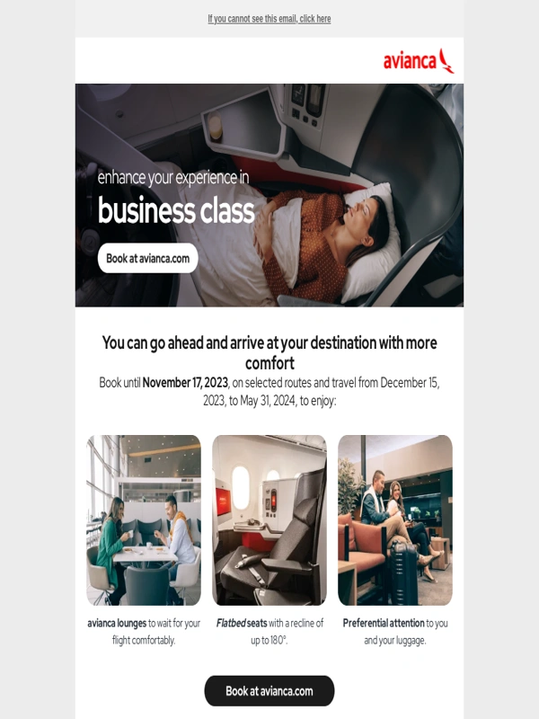 Avianca - Upgrade your travel with Business Class. You deserve it! ?