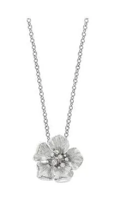 Effy Sterling Silver 1/10 ct. T.W. Diamond Flower Pendant