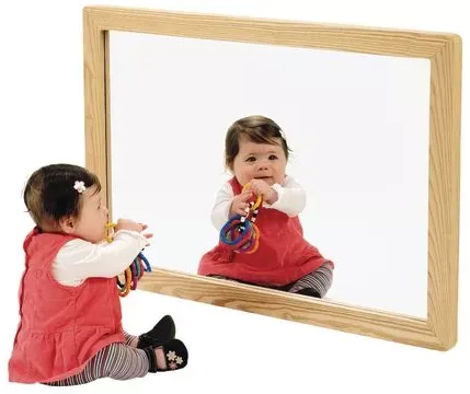 Discount School Supply Acrylic Wall Mirror with Hardwood Frame by Discount School Supply