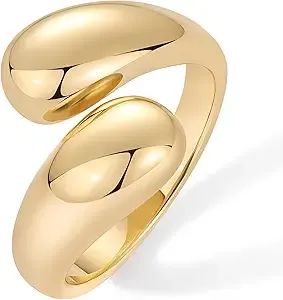 PAVOI 14K Gold Plated Chunky Open Twist Stackable Rings for Women
