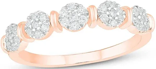1/4 Ct tw Round-Cut Diamond Anniversary Ring in 10K Rose Gold