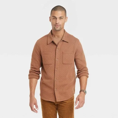 Goodfellow & Co Men Fleece Knit Button Down Shirt Jacket Heavyweight Long