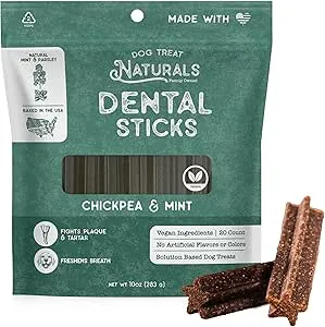 Dog Treat Naturals Dental Chew Sticks | Helps Clean Teeth and Easy to Digest Dog Treats | Dog Breath Freshener | Made with Chickpea & Mint| Made in USA (20 Sticks) $10.49