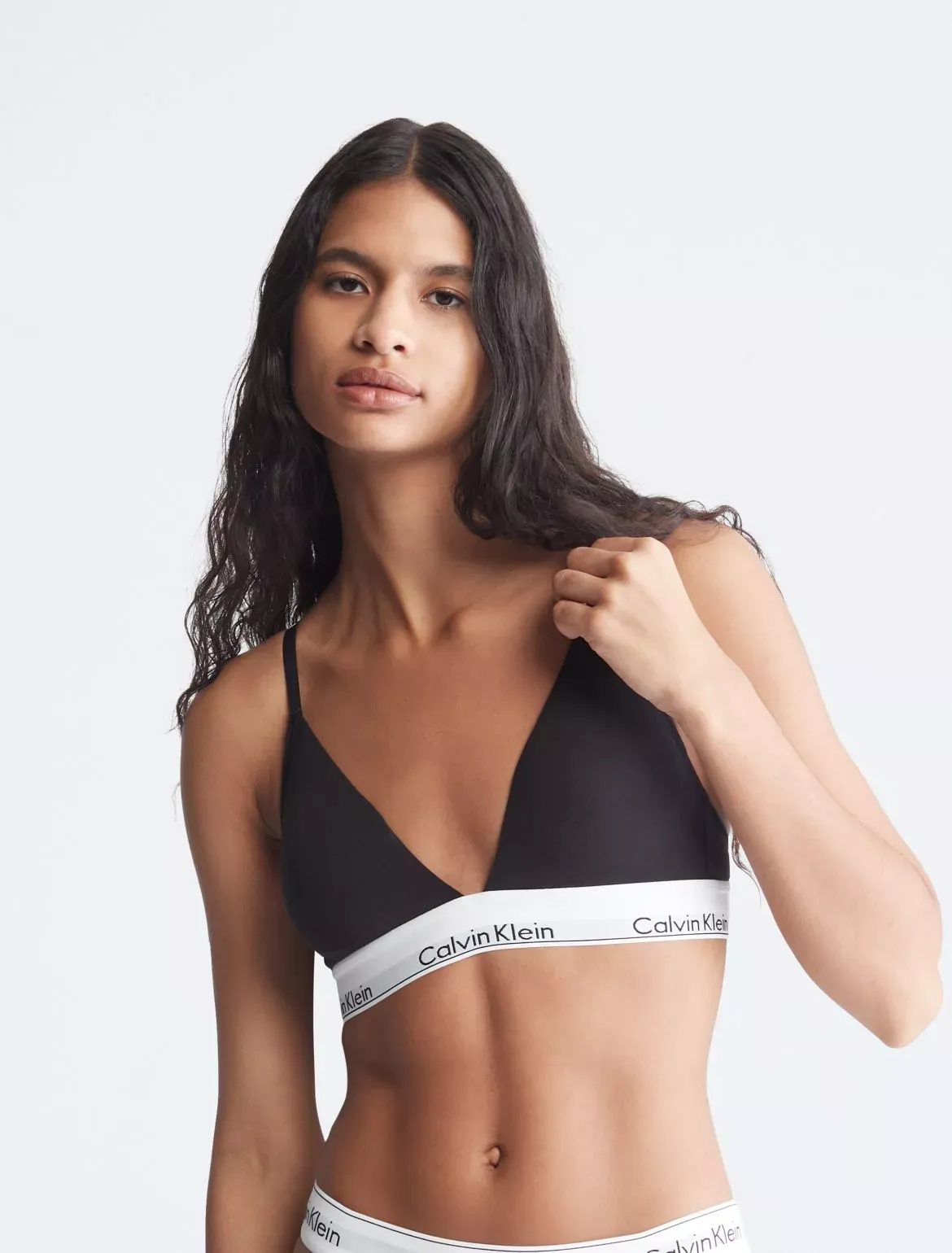 Calvin Klein Women's Icon Cotton Modal Lightly Lined Triangle Bralette - Black - 2X