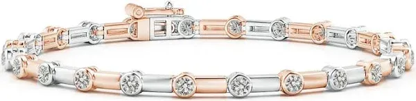 Angara 1.15 Carats Bezel-Set Diamond and Bar Bracelet in 14K White Gold