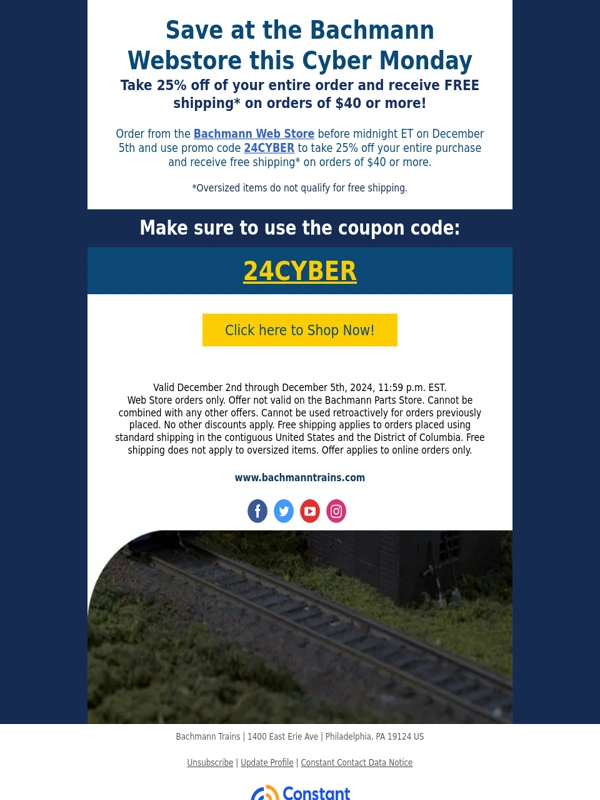 Bachmann Trains - SAVE at Bahcmann this Cyber Monday