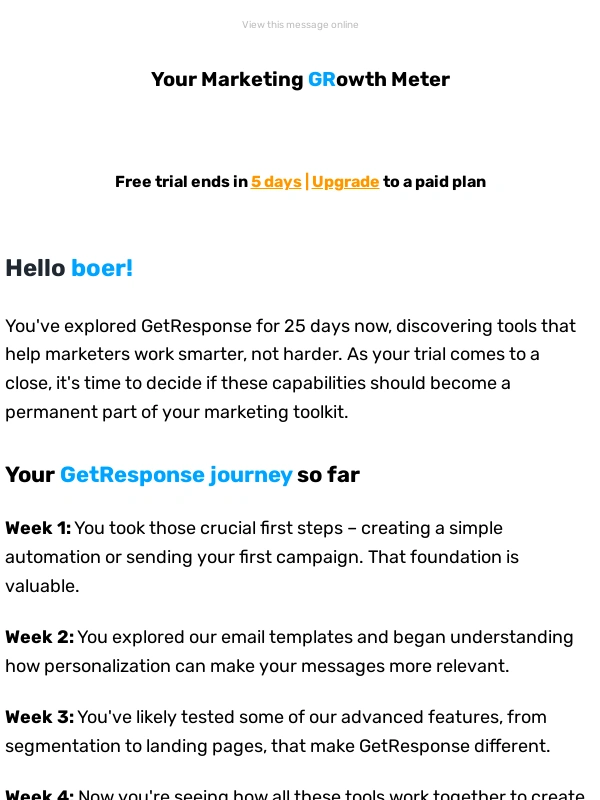 GetResponse - ⏱️ Your GetResponse journey boer: 25 days of progress